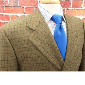 42 R- 100% WOOL BROWN TATTERSALL SPORT COAT COVARRA
